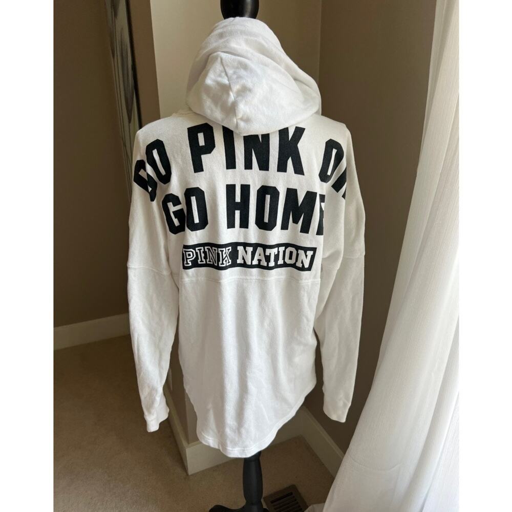 VS Pink Nation white sweatshirt hoodie size S/M - Picture 4 of 4